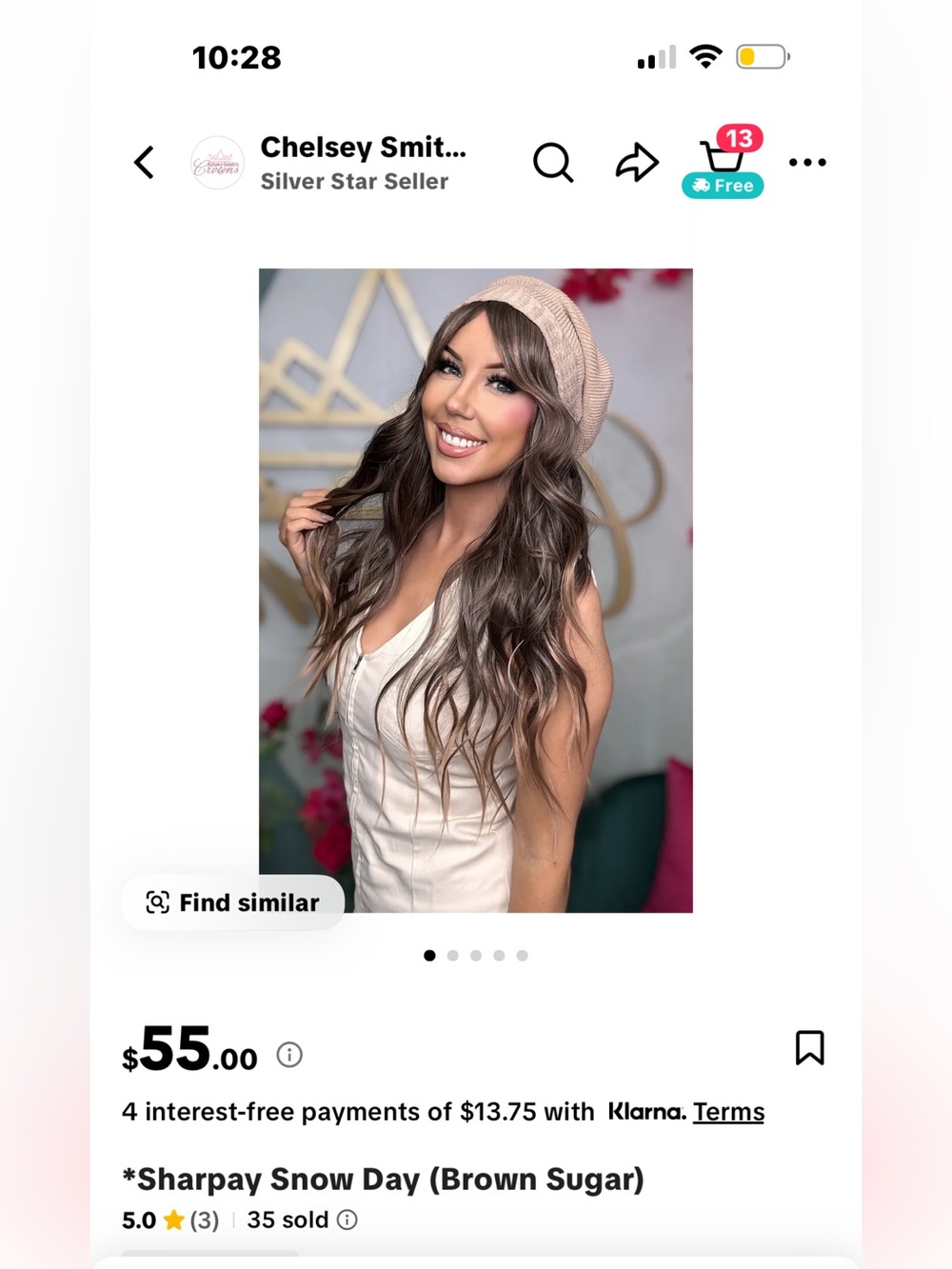 Snow Day Wavy Beanie Wig - Brown Sugar